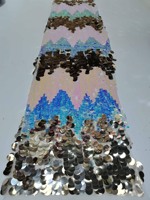 Meilleures ventes : Tissu de performance pour robe de femme, 100% Polyester, léger, multicolore, avec broderie de perles et paillettes 9+18mm