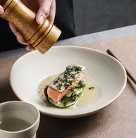 Assiette à soupe française en céramique sans glaçure vintage, bol à large bord, plat à dessert, bol rond, assiette creuse, vaisselle de luxe pour hôtel