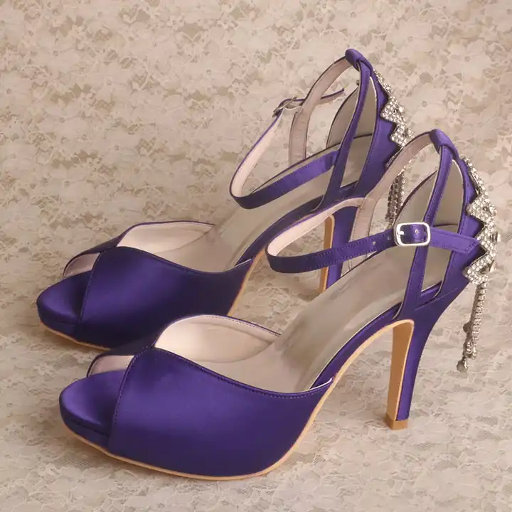 Women Sandals Rhinestones Open Toe Stiletto Heels Purple Prom Shoes Size  4-20 | eBay