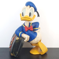 Boîte à bagages noire vintage avec statue de Donald Duck-Sculpture artisanale en résine de dessin animé pour la décoration de la maison