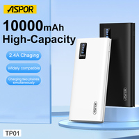 ASPOR TP01 Batterie externe 10000 mAh Chargeur de batterie Haute capacité Ultra mince Portable Mobile Batterie externe mince