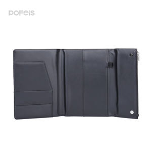 Porte-documents en cuir avec logo personnalisé, fermeture éclair, carnet, porte-documents en cuir à trois volets, sac de bureau pour femmes d'affaires avec poignée - Product Image 4
