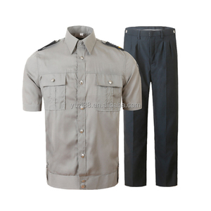 Profesyonel işlemeli özel logo düğme up erkek gömlek kısa kollu iş üniforma beyaz güvenlik görevlisi kıyafet ile pantolon - Product Image 3