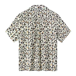 Nova moda masculina de alta qualidade com estampa de rayon camisas havaianas de verão