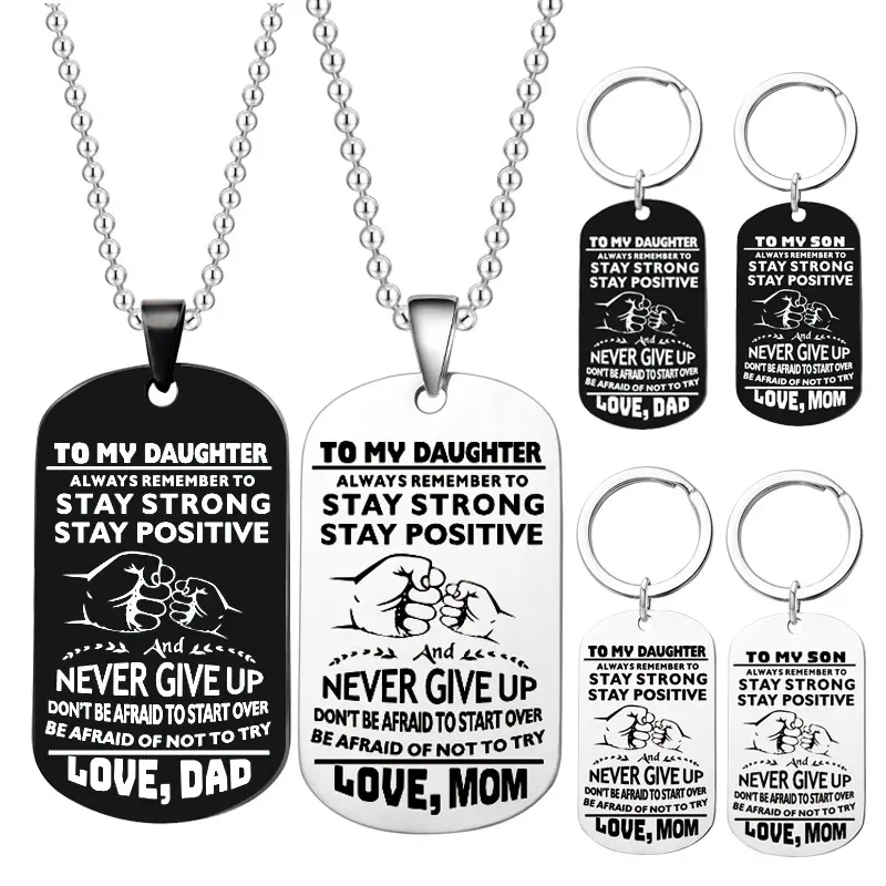 Sieraden Om Mijn Zoon Dochter Inspirational Dog Tag Rvs Sleutelring