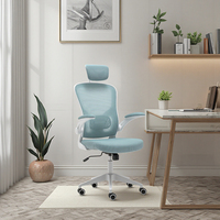 Chaise de bureau ergonomique pivotante moderne de haute qualité en tissu, dossier haut, appui-tête réglable, hauteur réglable pour sièges de direction