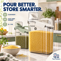 Distributeur de céréales en plastique écologique 2L 2.8L, récipient de stockage alimentaire transparent avec poignée, bec verseur et tasse doseuse pour riz et céréales, cuisine