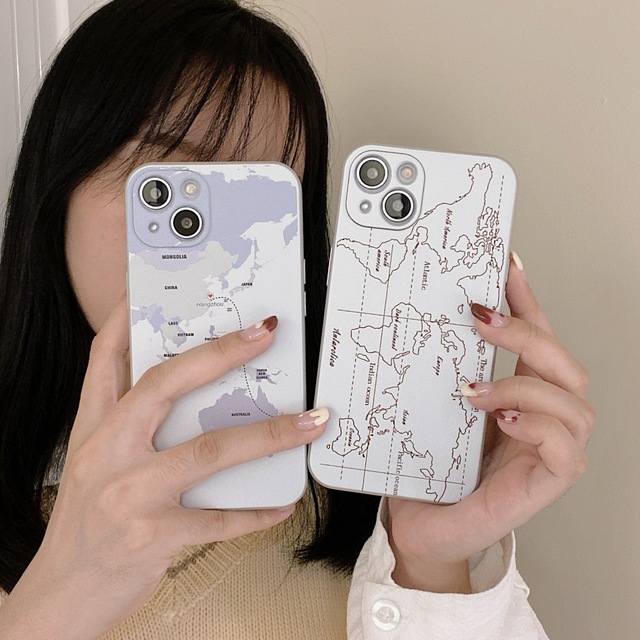 Creative World Map Design Soft TPU Shockproof Plating Phone Case for iPhone 13 13 Pro Max