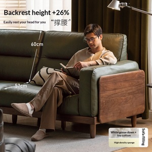 Divano Singolo in Legno Massello e Vera Pelle, Design Moderno Italiano di Lusso Leggero in Noce Nero per Arredamento Casa Piccola - Product Image 2