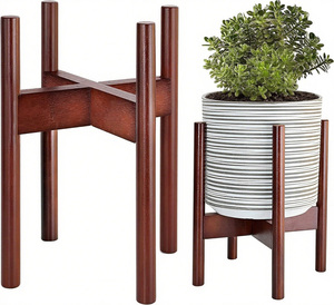 Soporte de esquina ajustable para plantas, soporte extensible para maceta de madera para el hogar, oficina, jardín, exterior, uso de plantas y suelo - Product Image 1