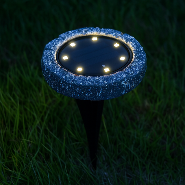 Kanlong 8 Led Round Stone Resin Waterproof Garden Underground Solar Buried Light