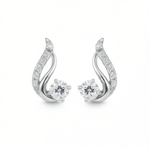 Orecchini E829 in Oro Bianco con Diamanti Taglio Brillante Rotondo, Gioielli di Lusso Naturali - Product Image 1