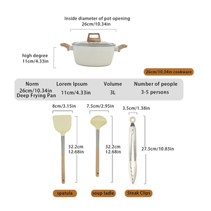 Ensemble de 12 ustensiles de cuisine en marbre antiadhésifs, poêle <span class=keywords><strong>et</strong></span> wok universels avec revêtement en marbre, essentiels de cuisine - Product Image 6