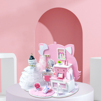 IIECREATE bricolage Miniature maison Meow P-1008 petit C 3D Puzzle en bois assembler Kit de jouets pour le divertissement des enfants