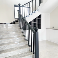 Rampe d'escalier noire effet soie 22 mm, adaptée aux balustrades d'escalier intérieures de villas et d'appartements