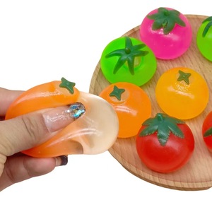 Jouets de décompression pour enfants, garçons et filles, série de légumes, forme de tomate, boule de ventilation, fluide de soulagement, pétrissage - Product Image 1