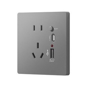 แผงเต้ารับชาร์จไฟแบบติดผนัง International Electric 86 Type 5 รู แบบ Type C พร้อมพอร์ต USB รองรับ 10A AC220-250V วัสดุ PC - Product Image 2