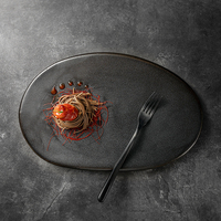 Vaisselle moderne en porcelaine, bol à sushi noir, vaisselle en céramique, assiette ronde pour sushi de restaurant japonais, plat de sushi