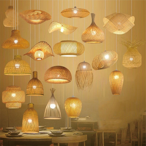 Tre dệt ánh sáng mặt dây chuyền retro mây nghệ thuật đèn chùm nhà hàng Thanh treo ánh sáng handmade tre đèn lồng Mặt dây chuyền đèn - Product Image 1