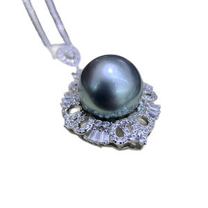 Nouvelle bague pendentif en argent pur S925 avec perle naturelle de 12-13 mm, face ronde impeccable sur chaîne en argent, accessoire de vêtement pour femme, cadeau - Product Image 5