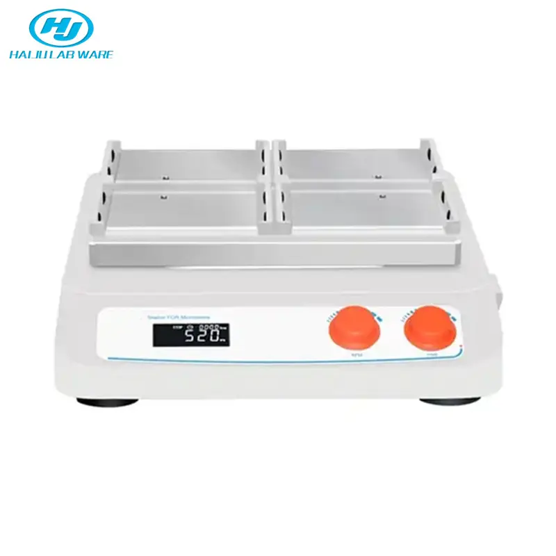 Haiju phòng thí nghiệm 500-1600rpm 4 Enzyme nhãn tấm/tế bào cultrue Tấm LCD orbital microplate Shaker microplate dao động