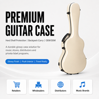 Tas Ransel Hard Case Gitar Akustik Fiberglass Mengkilap untuk Penyimpanan Instrumen, Pertunjukan Musik, dan Perjalanan