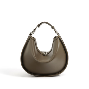 Fashion Lady Genuine Leather Single <b>Strap</b> Zipper Closure Moon Shape <b>Shoulder</b> Bag Tanjing - Product Image 2