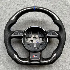 Popular Products Customized Bottom Flat Shape With Blue Stitching With Carbon Fiber Steering Wheel For Audi B8.5