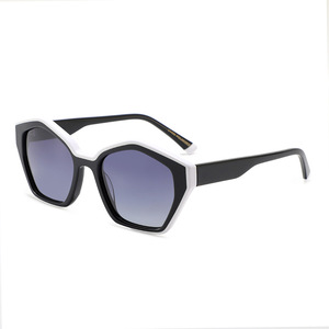 Lunettes de soleil Conchen pour femme en acétate, monture polygonale noire, protection UV400 polarisée, style conduite 8624 - Product Image 2