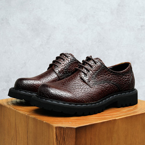 Zapatos de Hombre Formales de Cuero Genuino Cuadrados, Clásicos, Retro, Brillantes, con Cordones, Antideslizantes y Sin Peluche, Última Colección Otoño 2025 - Product Image 3