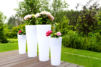 Pots de fleurs en plastique de grande taille éclairés par LED à énergie solaire, jardinières pour patio, décorations pour restaurants, hôtels, aménagement paysager, plantation