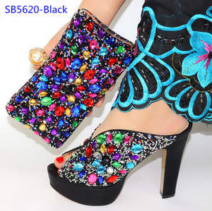 Scarpe italiane Set di borse pietre di lusso e borsa oro scarpe da donna borsa abbinata - Product Image 2