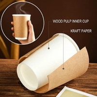 Gobelet en papier kraft biodégradable à double paroi personnalisé avec couvercle pour boisson chaude à emporter et fêtes