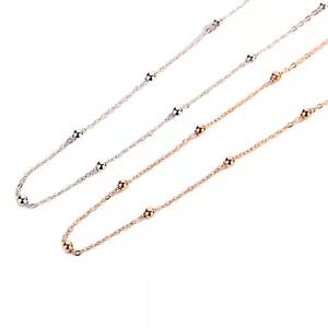 Collar Gargantilla con Cadena de Bolas Chapada en Rodio, Joyería Fina Minimalista para Uso Diario de Mujer - Product Image 3