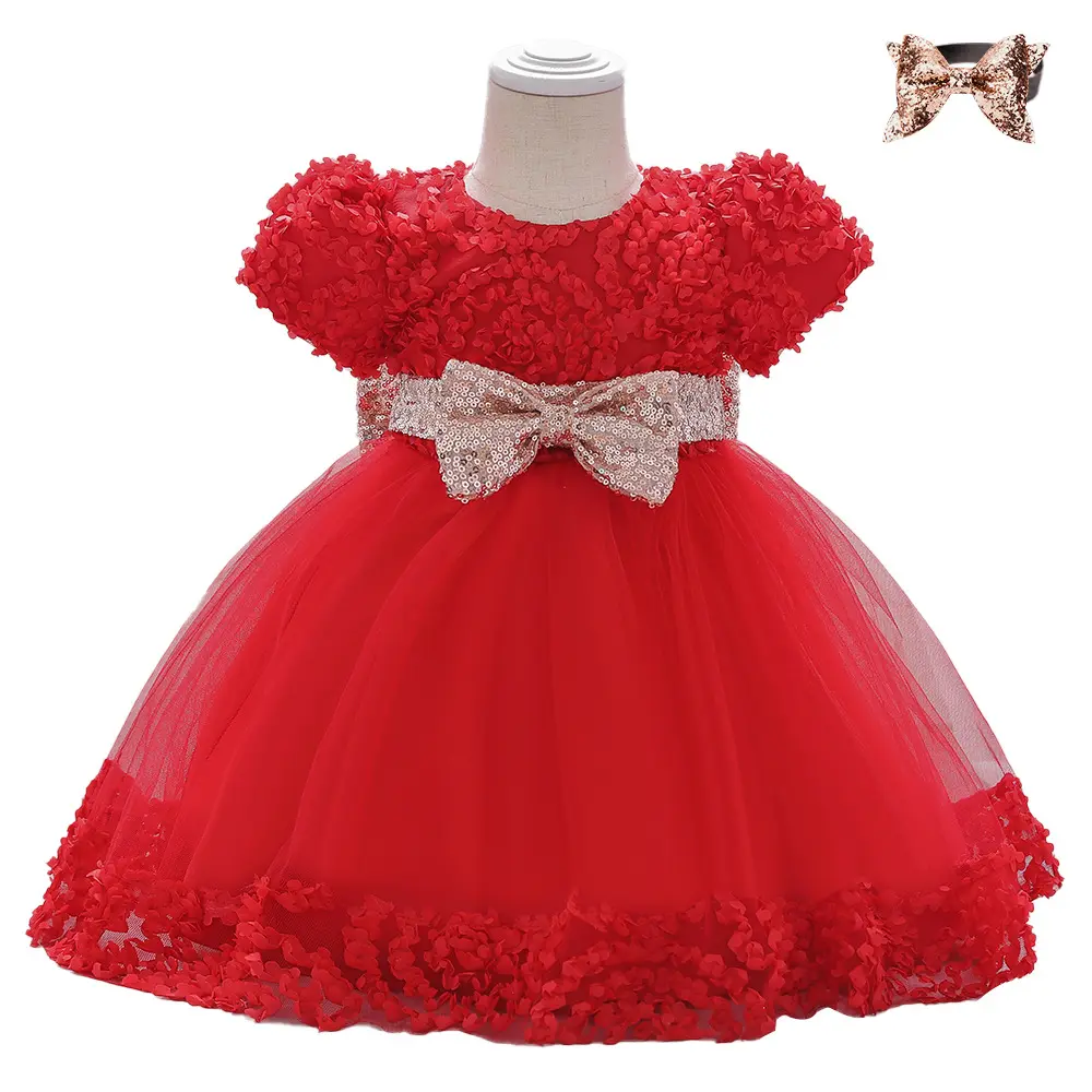 Europäische Art glänzende Prinzessin Party kleider Mode Baby Mädchen Kleid Designs für die Taufe 2 Stück Tutu Kleid Kinder für 6 Y