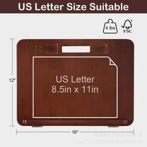 Caballete de madera con asa, tablero de dibujo portátil de escritorio, base multifuncional para ordenador portátil, color marrón, para adultos - Product Image 5