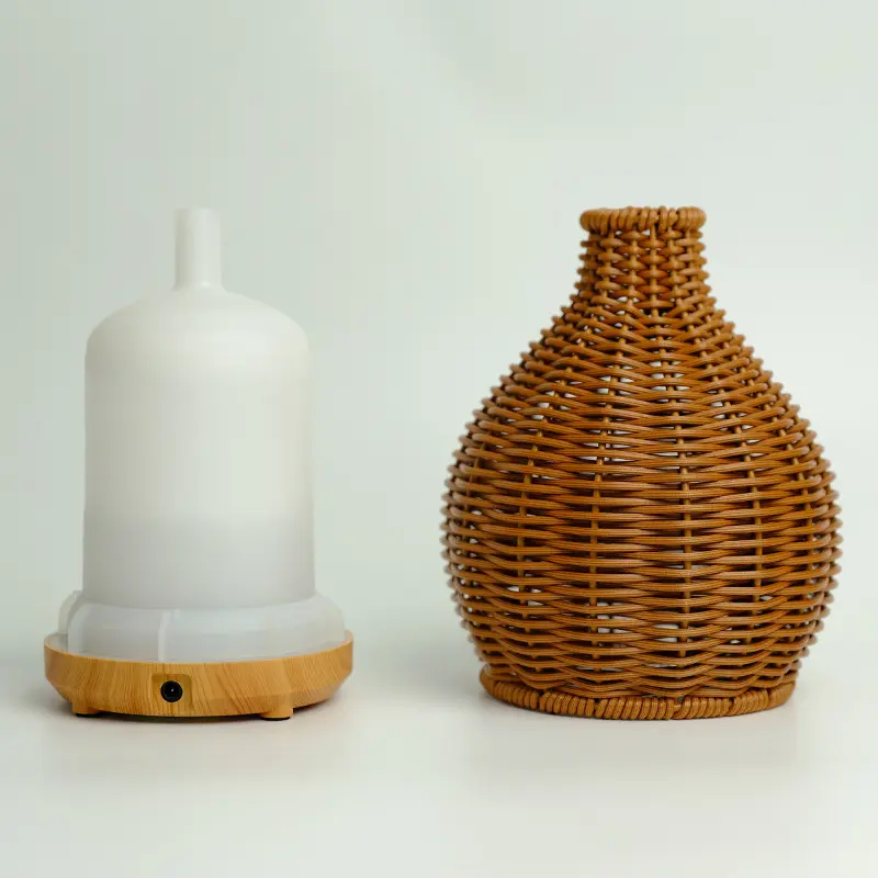 Umidificatori d'aria diffusore di oli essenziali diffusori per aromaterapia con nebbia aromatica in Rattan con protezione di spegnimento automatico senza acqua per la casa