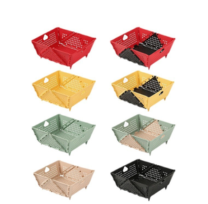 Cestino per Frutta GREENSIDE, Pieghevole, Contenitore in <span class=keywords><strong>Plastica</strong></span> per Conservazione Domestica, Scatola di Stoccaggio con Drenaggio per Soggiorno e Cucina - Product Image 3