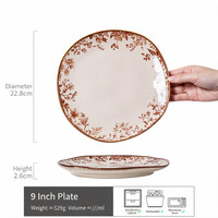 Plat de service vintage français en céramique irrégulière à motifs floraux pour la maison et les restaurants, idéal pour salades, pâtes, desserts, repas, compatible lave-vaisselle et micro-ondes