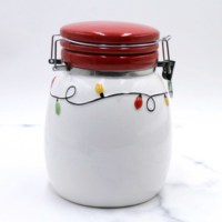 Pot à bonbons de Noël en céramique, motif personnalisable, récipient de rangement alimentaire en céramique, pot à bonbons et biscuits de Noël