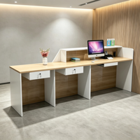 Comptoir d'accueil moderne et minimaliste pour hôtels et écoles, en bois durable, design écologique, compatible avec la caisse enregistreuse