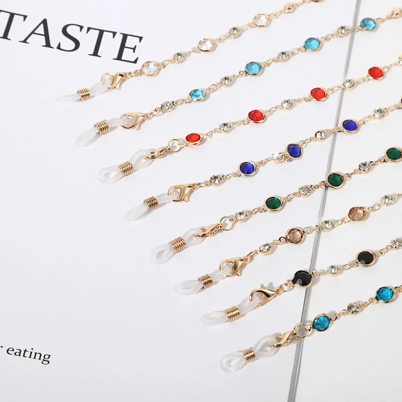 2022 Trendy Crystal Beads Necklace Chain For Women Rhinestone Masking Eye Glasses Chain Holder Eyewear Beaded Chain Jewelry