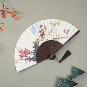 Abanicos de Mano de Bambú con Borlas y Flores Pintadas, Estilo Vintage 2026, Ecológicos, Regalo Empresarial, Souvenir Promocional Likewinner - Product Image 5