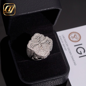 IGI Certified Full Iced Cross <b>Ring</b> 925 Sterling <b>Silver</b> Baguette & Round VVS Lab Grown Diamond Wide Hip Hop Jewelry <b>For</b> <b>Men</b> - Product Image 1