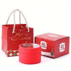 High Quality Christmas LED Jewelry <b>Gift</b> <b>Box</b> <b>Red</b> Round Suede Lining Ring Necklace <b>Gifts</b> Set Jewelry Packaging Storage <b>Box</b> - Product Image 2