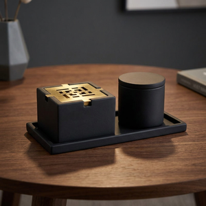 Juego de Quemadores de Incienso de Madera con Difusor de Aromaterapia, Diseño Minimalista, Color Negro, Estilo Chino, Uso en Todas las Estaciones, Diseño Único - Product Image 1