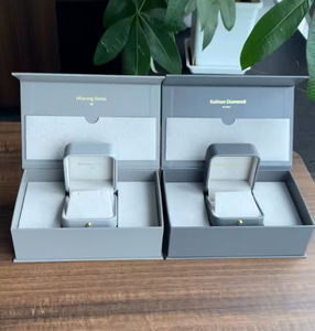 블랙 크림 다크 브라운 화이트 그레이 그린 고급 가죽 벨벳 보석 선물 상자 사용자 정의 보석 상자 포장 포장 로고 상자 - Product Image 5