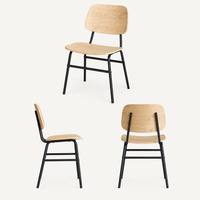 Chaise de salle à manger moderne en bois courbé à grain naturel, sans accoudoirs, entièrement démontable, en contreplaqué et métal, gain de place, idéale pour les parcs