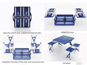 Portátil dobrável fácil de abrir viagem Abs plástico dobrável mesa e cadeira com 4 assentos mesa dobrável - Product Image 6