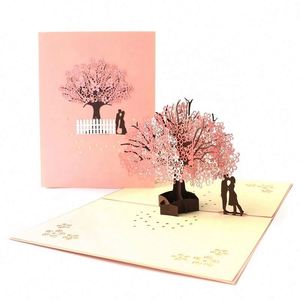 การ์ดป๊อปอัพลายดอกซากุระตัดด้วยเลเซอร์จากกระดาษสำหรับวันวาเลนไทน์ - Product Image 4